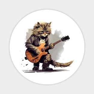 Maine Coon Cat Playing Guitar Magnet